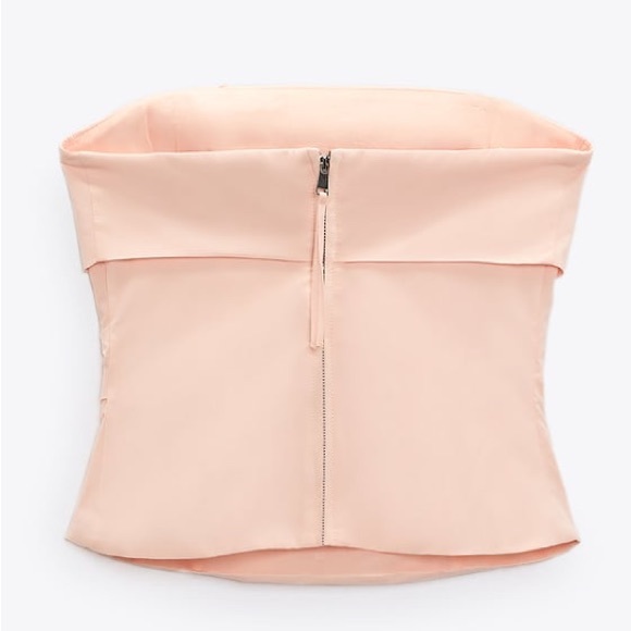 ZARA PLEATED STRAPLESS TOP SIZE M/L DUSTY PINK 2631/210 NWT - Picture 3 of 4